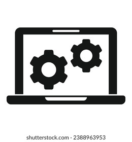 Update laptop soft icon simple vector. Pc fix. Repair screen