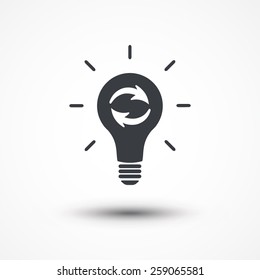 Update light bulb. Recycling light bulb. Change bulb icon, arrow, process, strategy, technology, vision, global, idea, switch