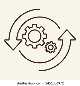 Update line icon. Gears in circle arrows, rotating. Technology concept. Vector illustration can be used for topics like reload, technical improvement, procedure