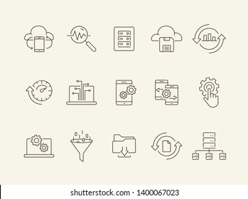 Update line icon set. Smartphone, information, analytics. Data concept. Can be used for topics like technology, storage, network