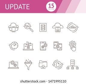 Update line icon set. Smartphone, information, analytics. Data concept. Can be used for topics like technology, storage, network