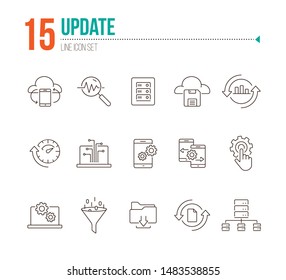 Update line icon set. Smartphone, information, analytics. Data concept. Can be used for topics like technology, storage, network