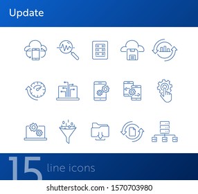 Update line icon set. Smartphone, information, analytics. Data concept. Can be used for topics like technology, storage, network