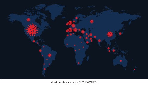 Update Live map depicts spread of coronavirus . covid 19 or coronavirus map . Coronavirus map for confirmed cases . illustration vector .