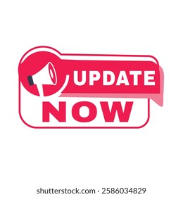 Update now banner element or badge icon template red. Vector symbol design modern.