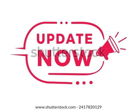 Update now banner modern style badge icon. Vector design for announcement.