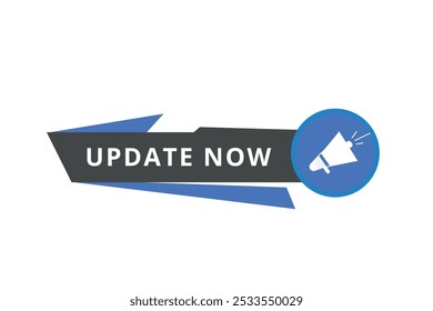 Update now banner modern template Vector label with colorful design. Web element  with megaphone.