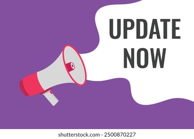update now button, banner, label, template for website. update now text with colorful megaphone icon
