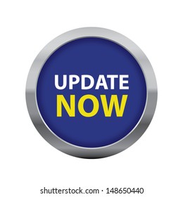 Update now icon - blue label. Vector