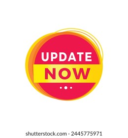 Actualizar ahora icono de etiqueta roja para el anuncio, publicidad, Vector. Plantilla de diseño moderno para el Anuncio.