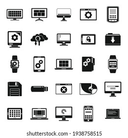 Update operating system icons set. Simple set of Update operating system vector icons for web design on white background