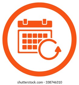 Update Plan vector icon. Style is flat rounded symbol, orange color, rounded angles, white background.