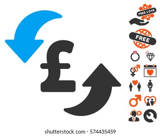 Update Pound Cost icon with bonus marriage design elements. Vector illustration style is flat iconic elements for web design, app user interfaces.
