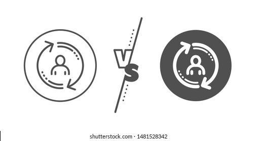 Update Profile Sign. Versus Concept. Refresh User Info Line Icon. Line Vs Classic User Info Icon. Vector