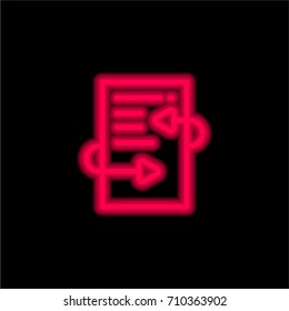 Update red glowing neon ui ux icon. Glowing sign logo vector