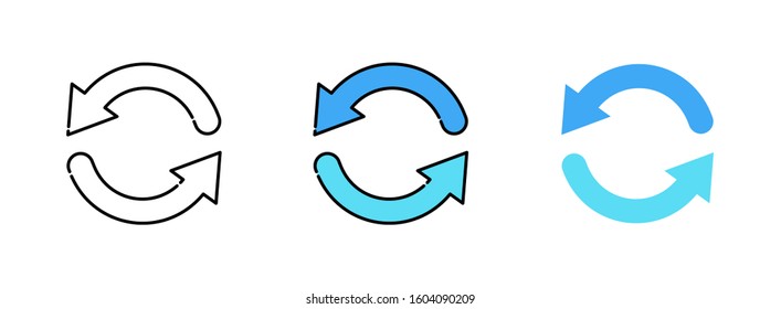 update or refresh or change icon set isolated on white background for web design