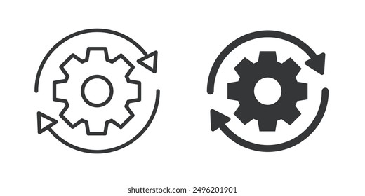 Update and Refreshment thin line and glyph solid icons
