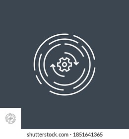Aktualisieren Sie das zugehörige Vektorgrafikzeilensymbol. Einzeln auf schwarzem Hintergrund. Bearbeitbarer Stroke. Vektorgrafik.