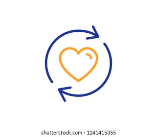 Update relationships line icon. Love dating symbol. Valentines day sign. Colorful outline concept. Blue and orange thin line color icon. Update relationships Vector