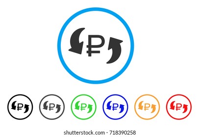Update Rouble Balance rounded icon. Style is a flat update rouble balance grey symbol inside light blue circle with black, gray, green, blue, red, orange color versions.