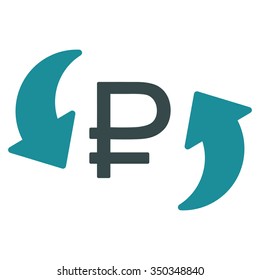 Update Rouble Balance vector icon. Style is bicolor flat symbol, soft blue colors, rounded angles, white background.