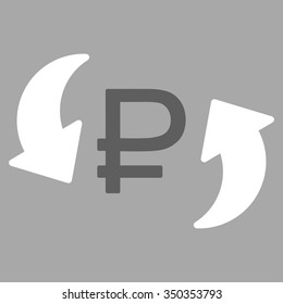 Update Rouble Balance vector icon. Style is bicolor flat symbol, dark gray and white colors, rounded angles, silver background.