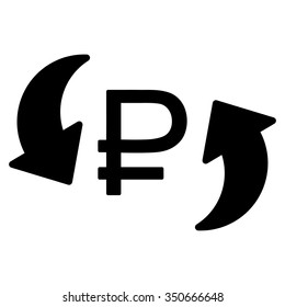Update Rouble Balance vector icon. Style is flat symbol, black color, rounded angles, white background.