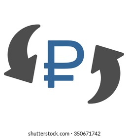 Update Rouble Balance vector icon. Style is bicolor flat symbol, cobalt and gray colors, rounded angles, white background.