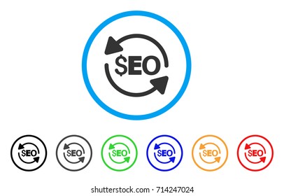 Update Seo icon. Vector illustration style is a flat iconic update seo gray rounded symbol inside light blue circle with black, gray, green, blue, red, orange color variants.