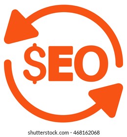 Update Seo icon. Vector style is flat iconic symbol with rounded angles, orange color, white background.