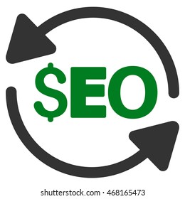 Update Seo icon. Vector style is bicolor flat iconic symbol with rounded angles, green and gray colors, white background.