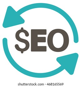 Update Seo icon. Vector style is bicolor flat iconic symbol with rounded angles, grey and cyan colors, white background.