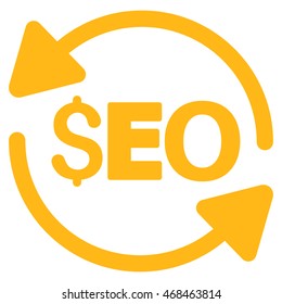 Update Seo icon. Vector style is flat iconic symbol with rounded angles, yellow color, white background.
