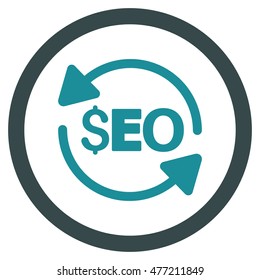 Update Seo vector bicolor rounded icon. Image style is a flat icon symbol inside a circle, soft blue colors, white background.
