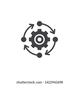 Update Settings, preferences vector icon. Gear with arrows filled flat sign for mobile concept and web design. Search engine optimization glyph icon. Symbol, logo illustration. Vector graphics