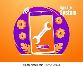 update smartphone system with wrench symbol