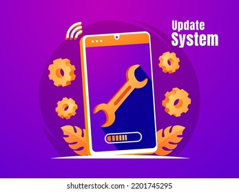 actualizar el sistema de smartphone con símbolo de llave