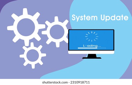 Update and software update concept for pc, application or laptop. System update page for internet and all kind of web technology. Updating pattern web vector illustration.