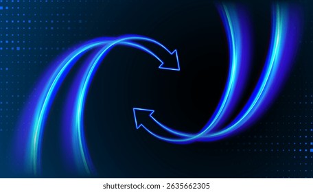 Update Software. Exchange and money transfer. Synchronization icon. Upgrade computer program version concept. Circulation arrows in motion. Two arrows go round. 