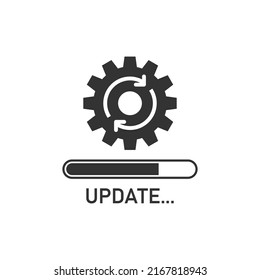 Update software icon in flat style. System upgrade notification vector illustration on isolated background. Progress install sign business concept.