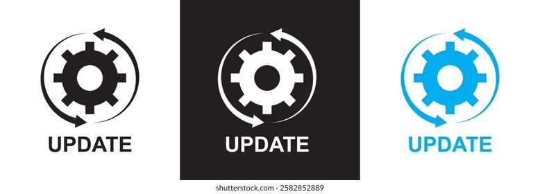 Update software icon .  System upgrade notification .  Progress install sign business concept.  isolated on white and black background. vector illustration. EPS 10