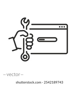 Icono del software del Actualizar, sistema operativo de actualización, instalación del programa, Ilustración vectorial lineal simple