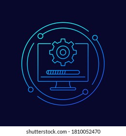 update, software line vector icon