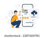 update software, System maintenance, update process, install software, operating system concept illustration