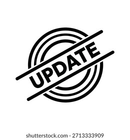 Icono de sello de Actualizar, un símbolo gráfico circular que indica una actualización o una nueva versión, aislado en