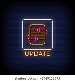 update symbol neon sign vector
