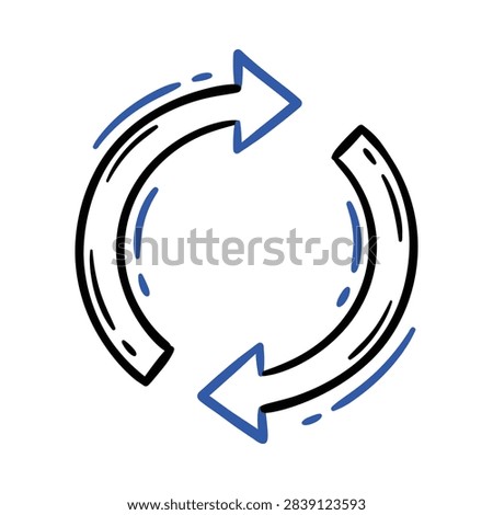 Update sync arrows icon saas tech blue and black doodle
