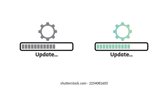 Update system, Application upgrade progress concept modern flat icon vector illustration in two different styles. system update icon vetor eps10.