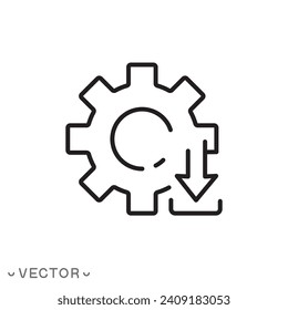 icono del sistema de actualización, 
configuración de descarga, descarga de actualización del sistema aislada en fondo blanco, pasos de trazo editable 10 ilustración vectorial