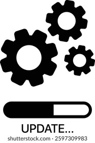 Update, System Update icon with gears. Loading process, installing. Concept of upgrade application progress. Vector illustration